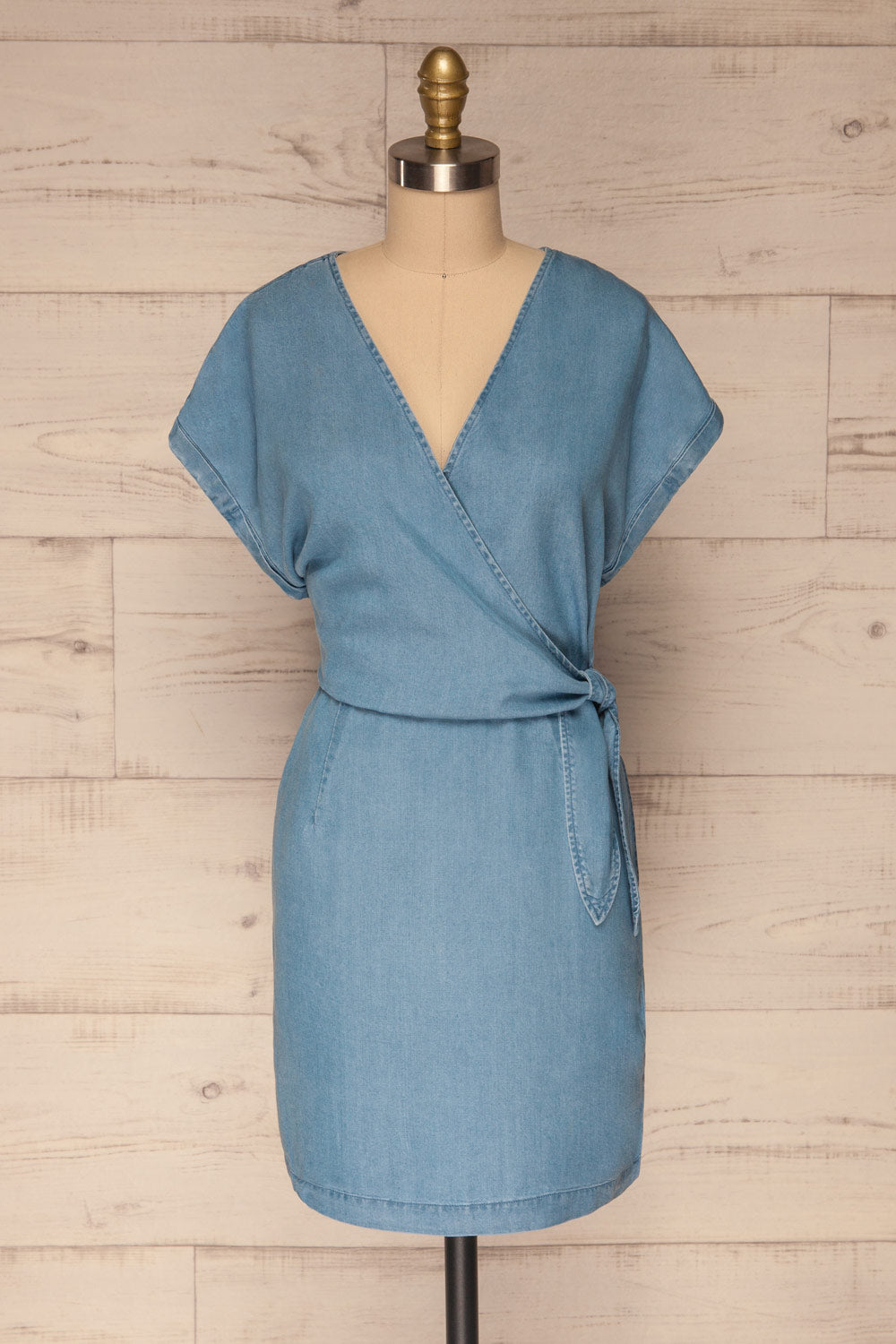 Larino Blue Short Sleeve Faux-Wrap ...